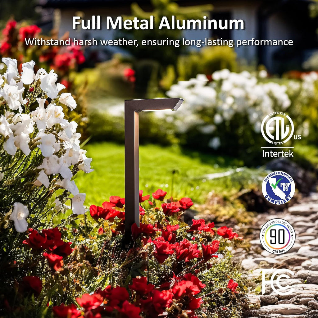 Low Voltage Pathway Lights, 12V 5W LED RGB Color Changing Wired Landscape Path Lights Outdoor for Walkway Driveway Garden of Christmas Halloween, CRI90, Aluminum, Bronze, ETL, Pack of 6