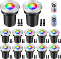 12Pack Low Voltage Outdoor Landscape Lighting RGBW Spotlight,Color Changing Outdoor Ground Light,12Pack IP67 Waterproof Pathway Tree Lights,Low Voltage LED In-Ground Light for Garden Yard
