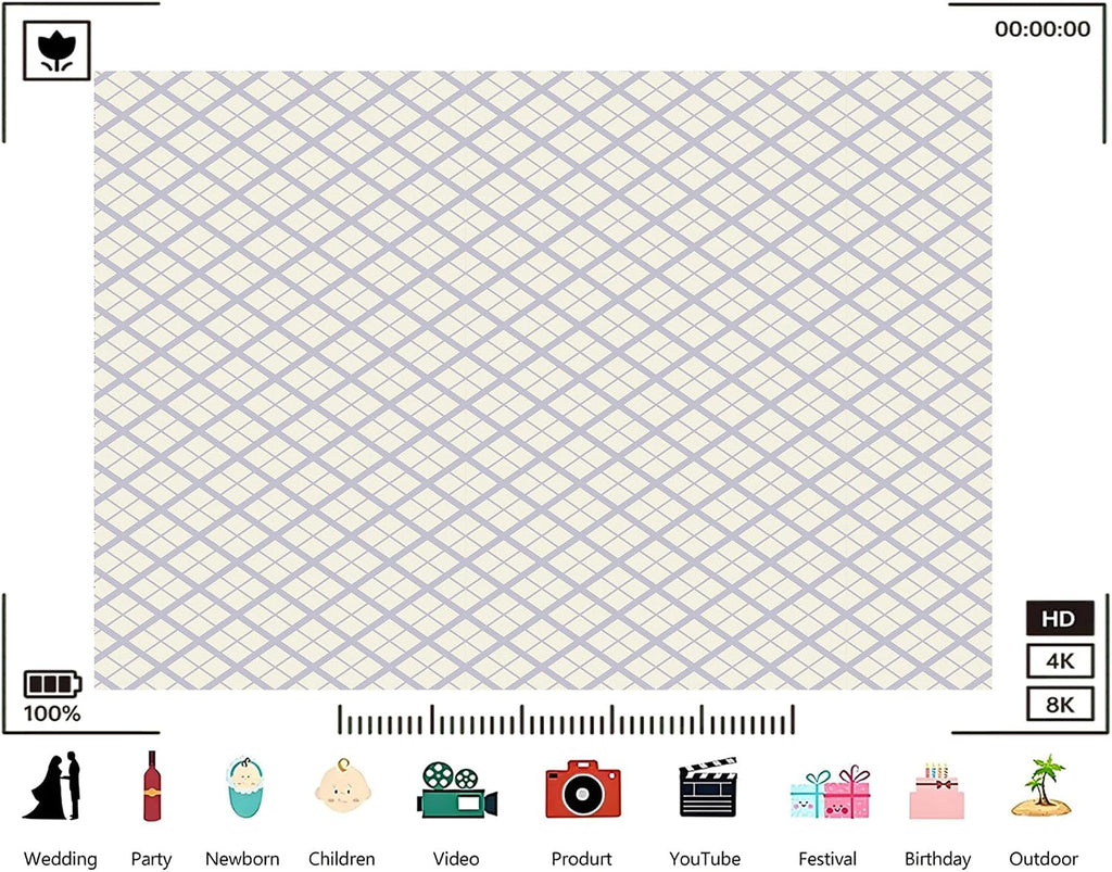 Trykid 20x10ft Lilac Plaid Backdrop Minimalist Gingham Check Soft Tone Photography Background Craft Shoot Tapestry Party Decoration Photo Studio Prop Fabric