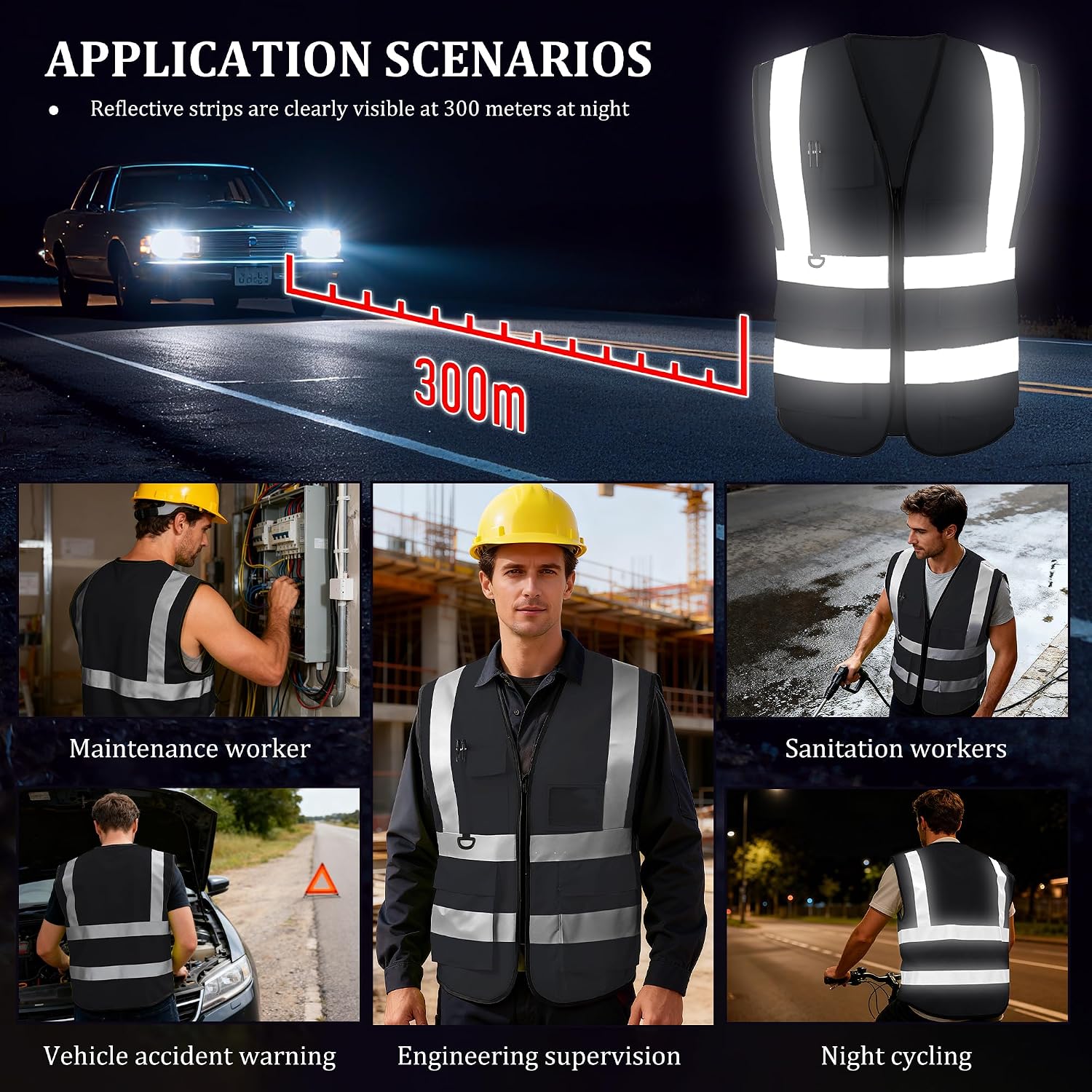 Custom Safety Vest, High Visibility Reflective Personalized Vest with Logo and Pockets for Men Women Construction