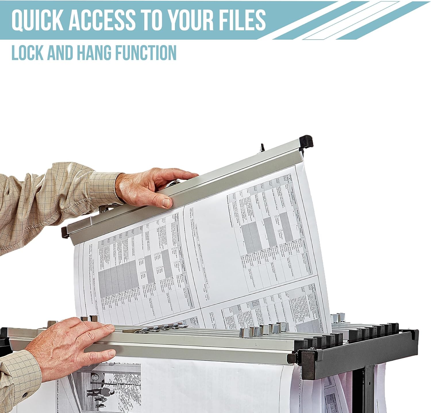 Adir Blueprint Rack and Clamps - 12 Pack of 30 Inch Blueprint Clamps and Mobile Blueprint Rack - Heavy-Duty Large Document Storage Solution for Blueprints, Posters, Maps, & Construction Plans