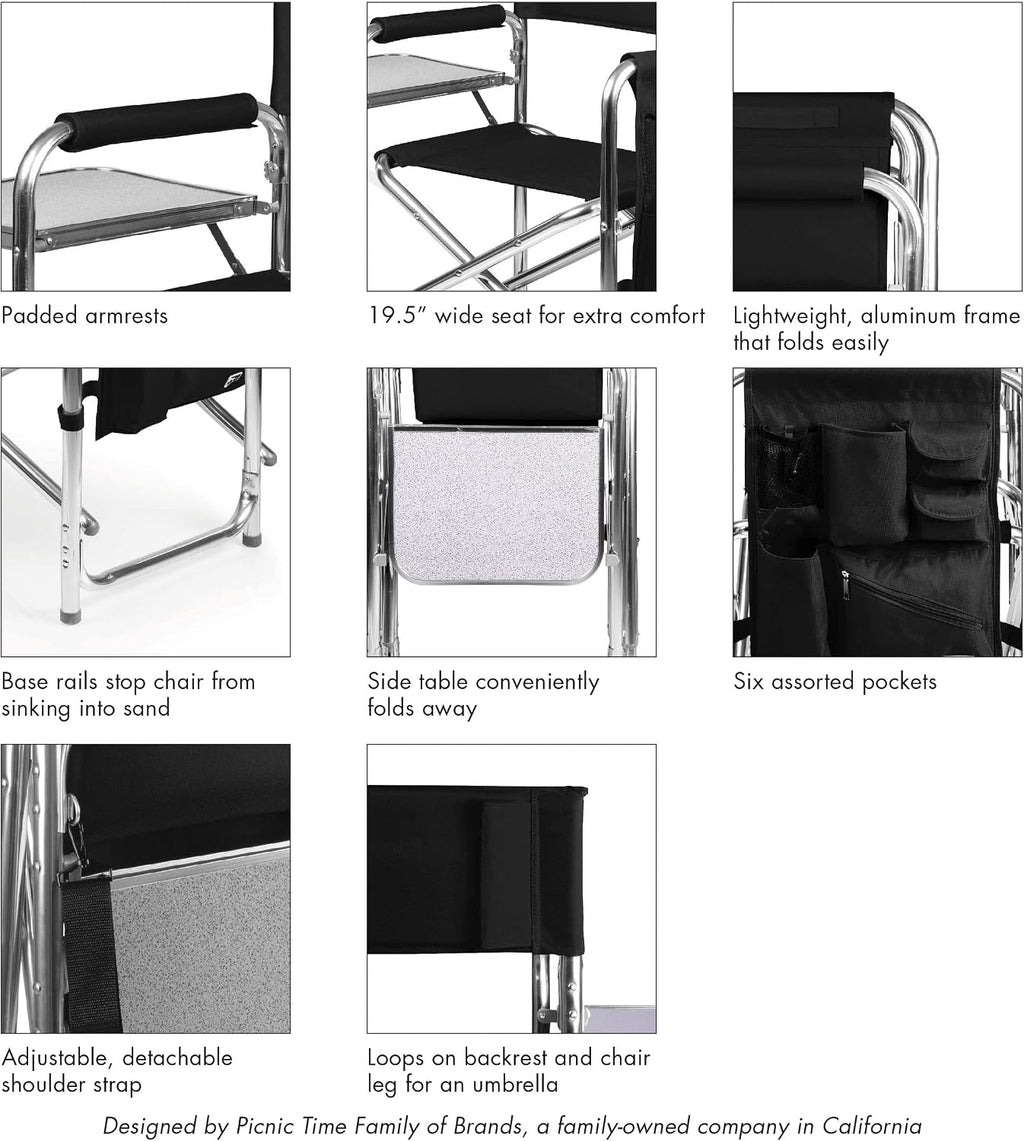 Picnic TIME NFL Unisex-Adult NFL Sports Chair with Side Table, Beach Chair, Camp Chair for Adults