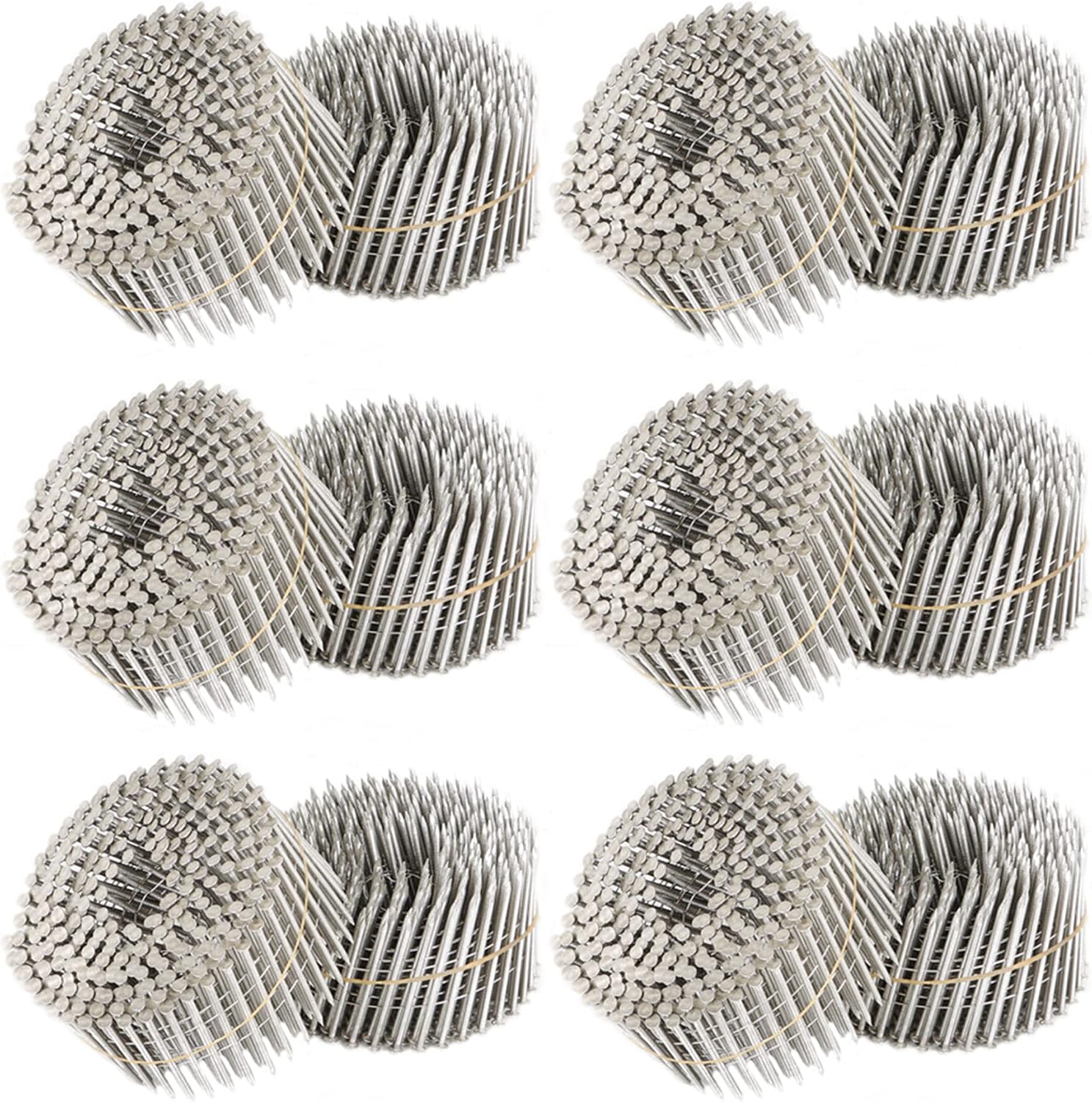 kimllier 3600 Count Coil Siding Nail Full Round Head Wire Collated Coil 15-Degree 2-1/2 Inch x .090-Inch Ring Shank 304 Stainless Steel Coil Roofing Nails