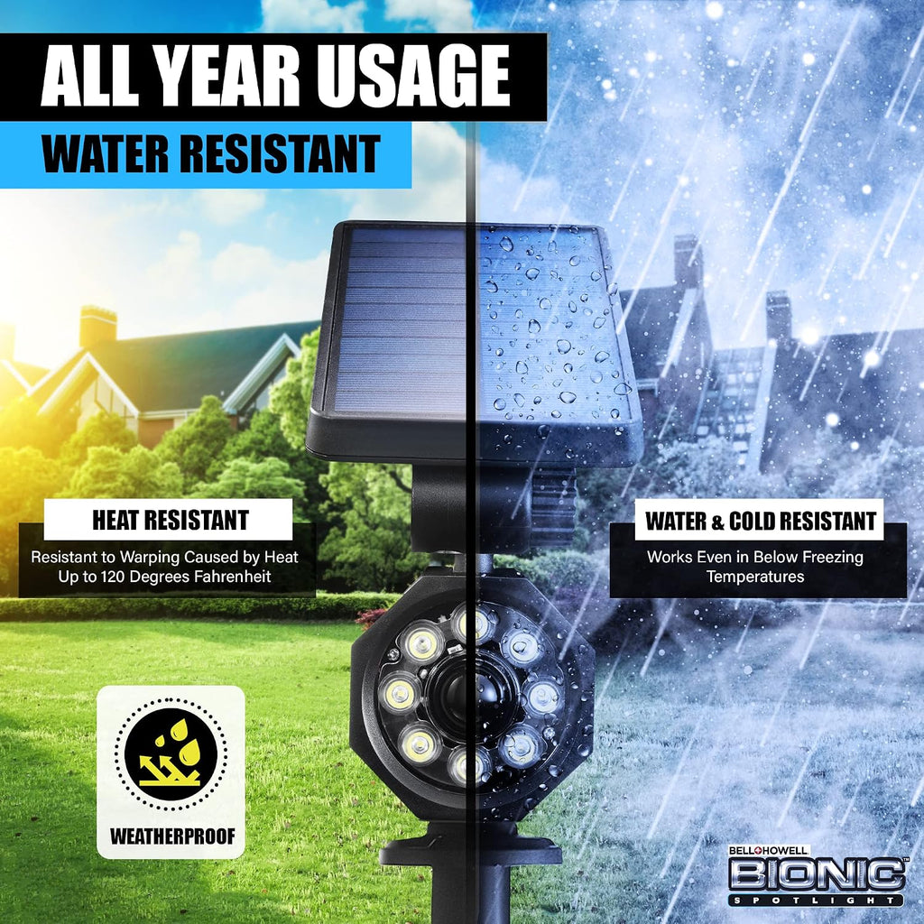 Bell+Howell Bionic Spotlight Motion Solar Spot Lights Outdoor Waterproof, Landscape Lights, Outdoor Solar Yard Lights Weather Resistant, Super Bright LED Lights, for Garden, Lawn As Seen On TV