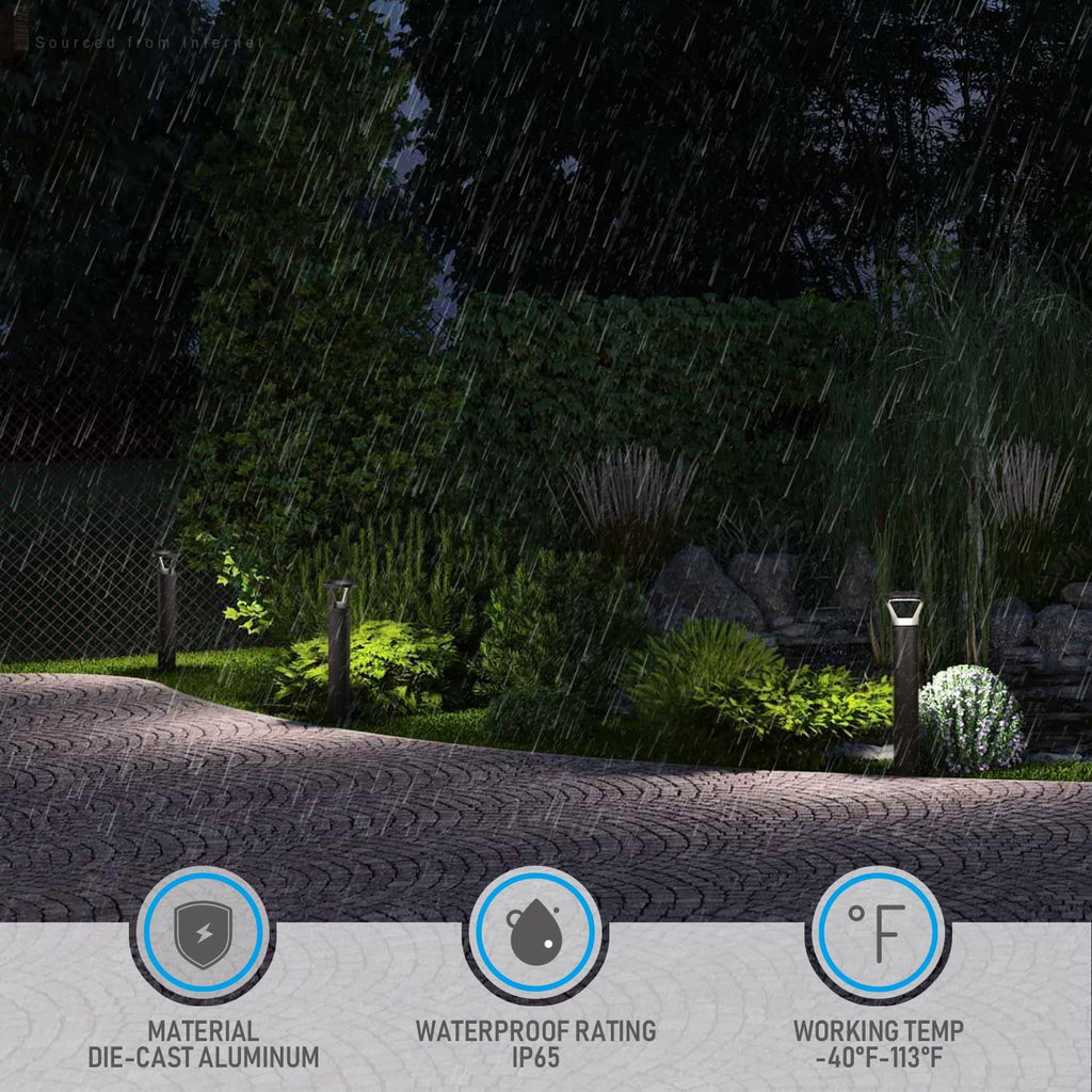 LEONLITE 3CCT LED Bollard Landscape Pathway Light, 42' 14W/19W/24W Adjustable Watts, 120V-277V Commercial Bollard Fixture, 0-10V Dimmable UL Listed Landscape Area Light, Open-Top