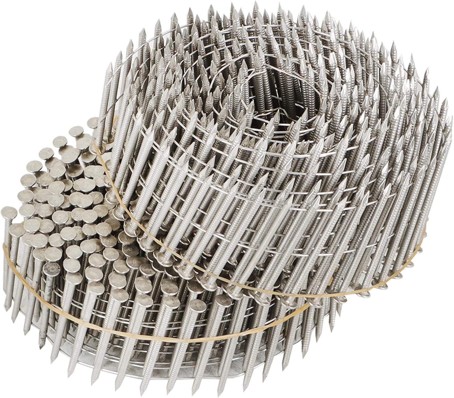 ‎Timunr 3600 Count Siding Nails Full Round Head Wire Collated 15-Degree 2 Inch x .090 Inch Ring Shank 304 Stainless Steel Coil Siding Nail