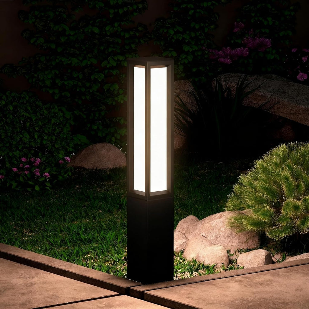 SkyGlow 32' Bollard Light, 120V Line Voltage Aluminum LED IP65 Waterproof Modern Outdoor Landscape Path Lights 3000K Curb Appeal Hardwired for Garden Pathway Lawn Patio Courtyard Driveway Commercial