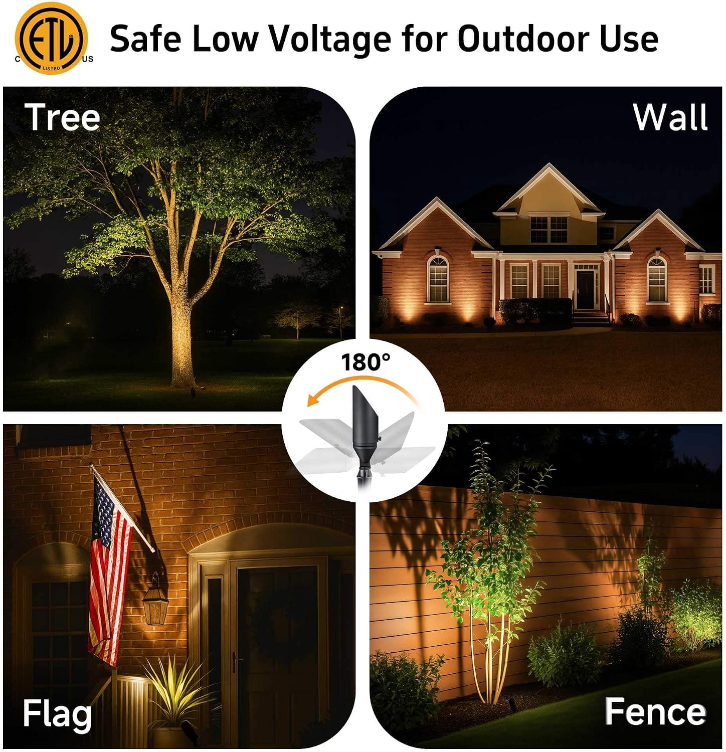 Gardenreet Die-Cast Brass Spot Light Outdoor - 12V Uplighting Waterproof, LED Low Voltage Landscape Lights Metal, Bronze for Fence Fountain with Warm White MR16 Replaceable Bulbs (12 Pack)