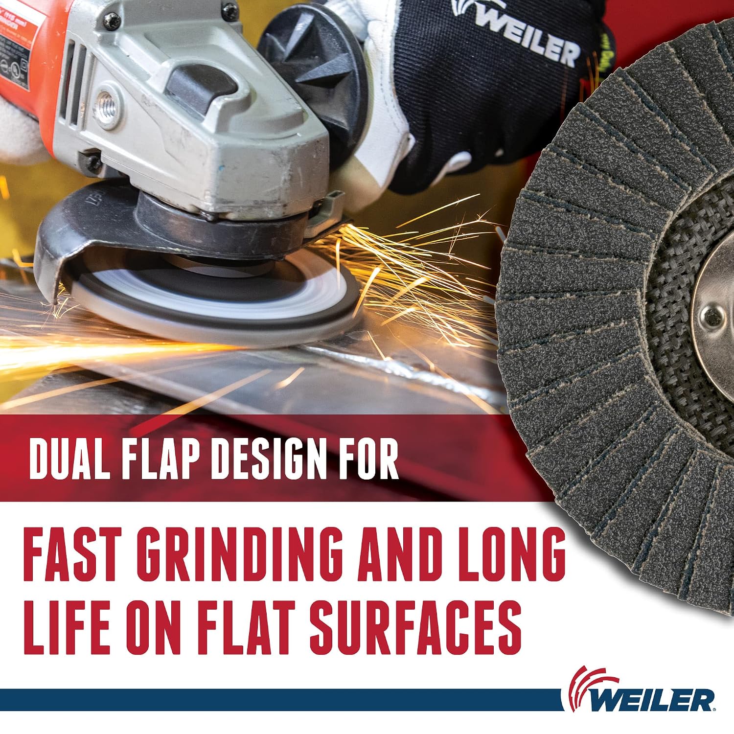 Weiler 51212 Tiger X Flap Disc, Ceramic and Zirconia Alumina, Angled, Phenolic Backing, 40 Grit, 5', 5/8'-11 UNC Nut (Pack of 10)