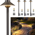 Gardenreet Low Voltage Landscape Lighting Brass - 12v Pathway Lights Waterproof, Hardwired Path Light Outdoor, Antique Bronze for Exterior Patio Garden with 3W 2700K Warm White G4 Bulb (4 Pack)