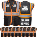 BeautyWill Custom Safety Vest Customized Logo Class 2 High Visibility Reflective Vest with Pockets Construction workwear