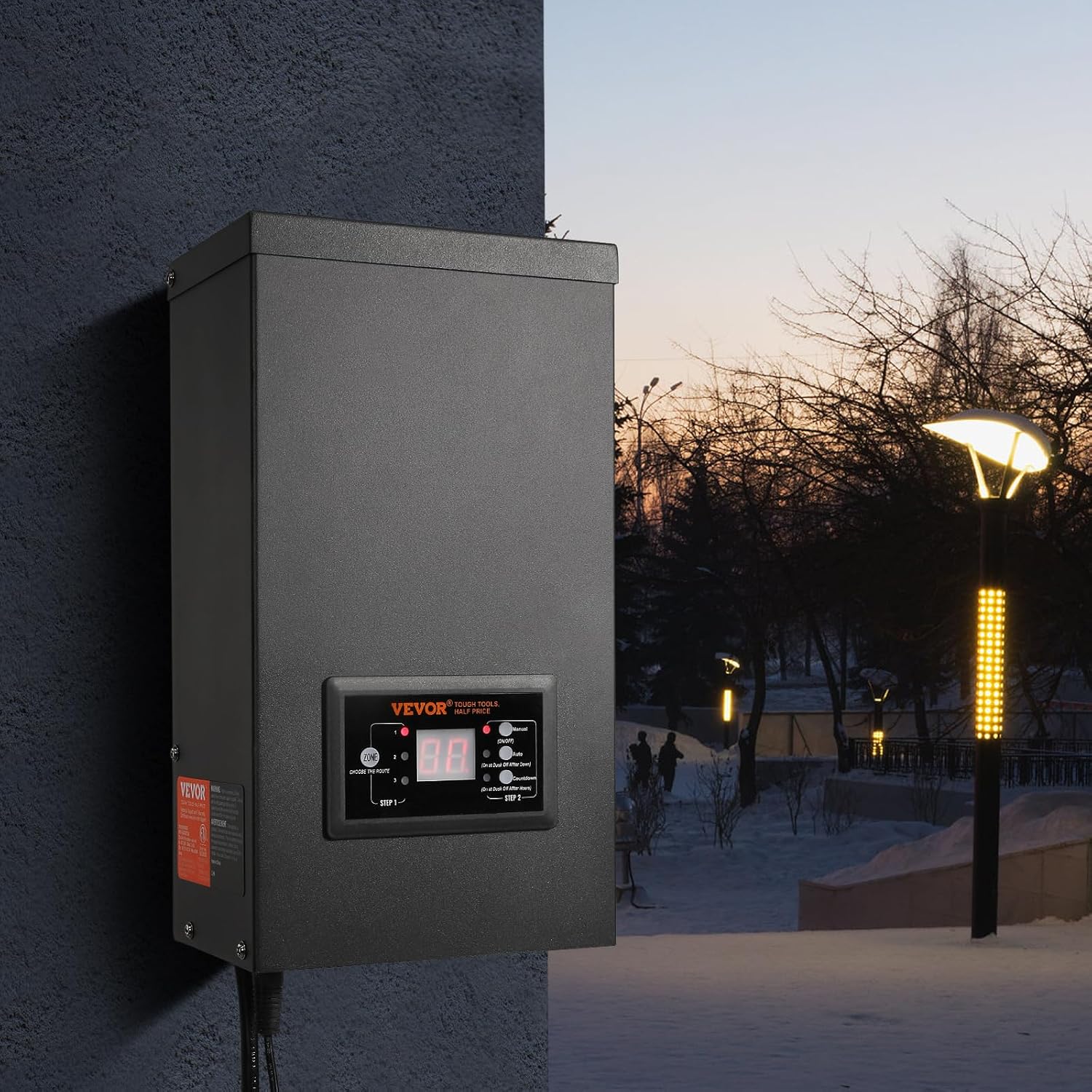 VEVOR 600W Landscape Transformer, Timer & Photocell Sensor Equipped, Weatherproof Outdoor Lighting Converter, 120V AC to 12V/14V AC, Ideal for Exterior, Spotlight, Pathway,ETL