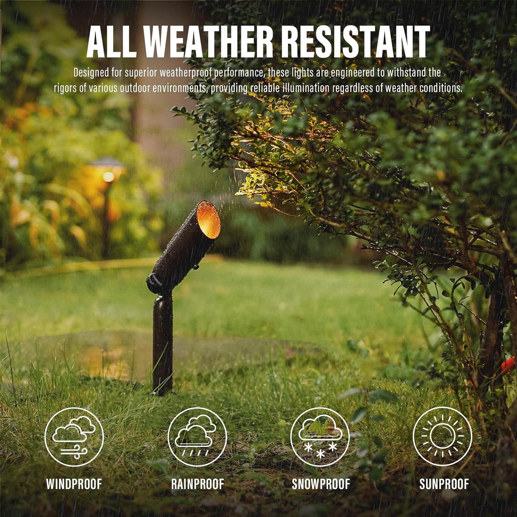 Low Voltage Landscape Lights Kit 8PK Outdoor Spot Lighting 20W 176Lumen Adjustable Spotlights/Floodlight 12V 3000K Warm White Halogen Lights with Connector and Stake
