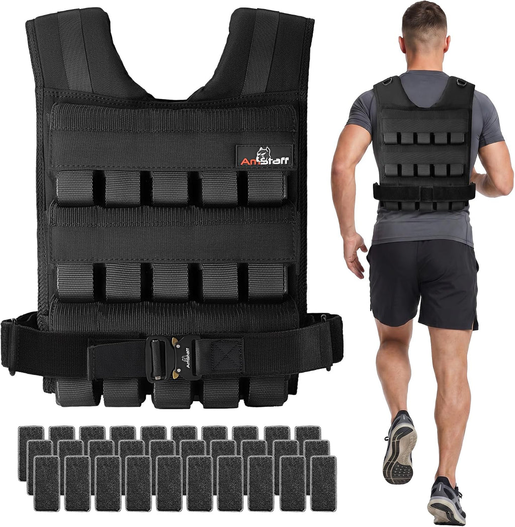 Amstaff Adjustable Weighted Vest with Iron Blocks - Weight Vests for Men & Women - Versatile Wearable Weighted Vest for Fitness Workouts, Strength and Endurance Training, Running, Crossfit