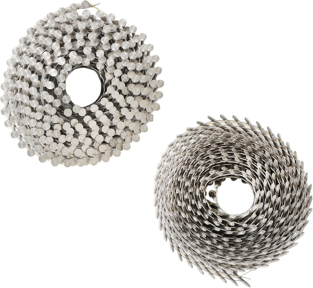 ‎Timunr 3600 Count Siding Nails Full Round Head Wire Collated 15-Degree 2 Inch x .090 Inch Ring Shank 304 Stainless Steel Coil Siding Nail