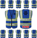 Custom Safety Vest with Logo, High Visibility Reflective Personalized Vest with Pockets and Zipper for Men Women Work