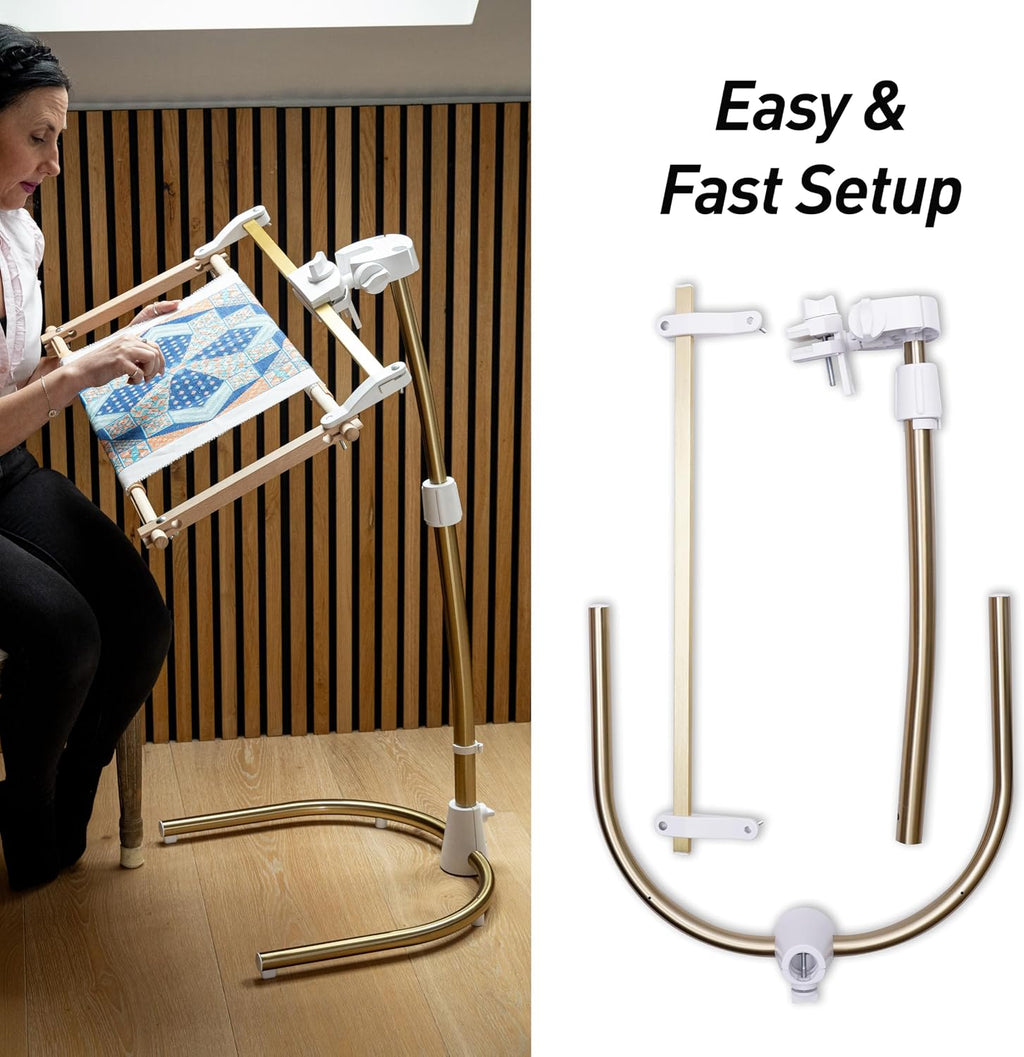 Daylight Company Stitchsmart Stand, Adjustable Embroidery Hoop Stand, Rotated Cross Stitch Stand, Hoop Holder, Hands Free Needlework Stand for Art Craft Sewing Projects,White