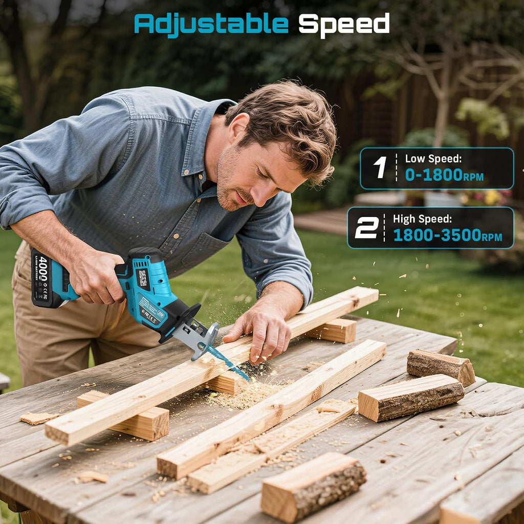 SEESII Bundle Deal Reciprocating Saw Cordless + Cordless Jig Saw for Wood