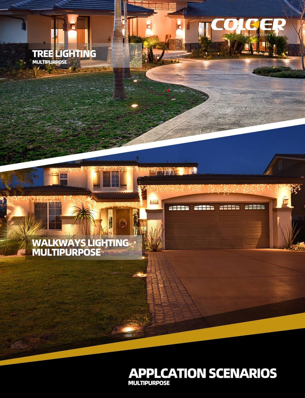 COLOER In-Ground Well Lights Large Size, LED Outdoor Low Voltage Pathway Light, IP65 Waterproof Inground Landscape Lights Wired, Sidewalk Lighting, 4-Pack Without Bulb
