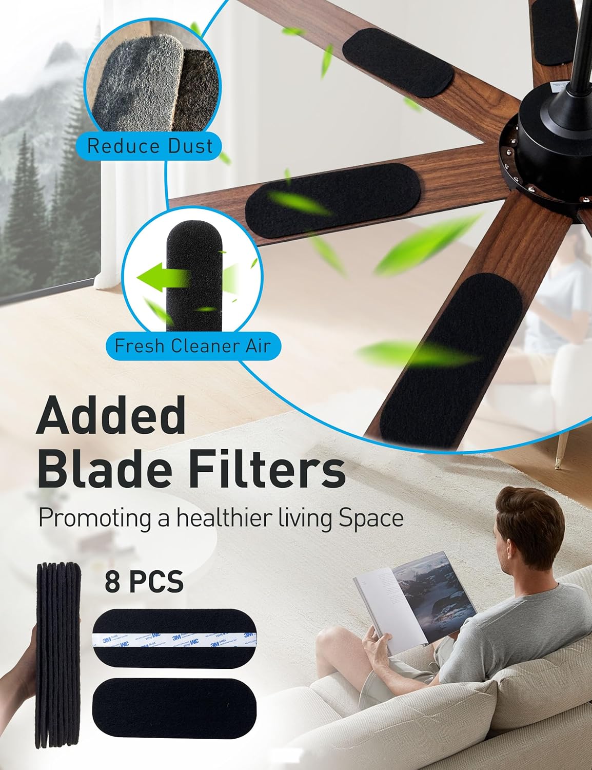 Minislak 72 Inch Black Smart Ceiling Fan with Light and Remote via WIFI Alexa APP Control,6 Speed Quiet DC Motor,Dimmable,Indoor Outdoor Ceiling Fans for Patios or Bedroom
