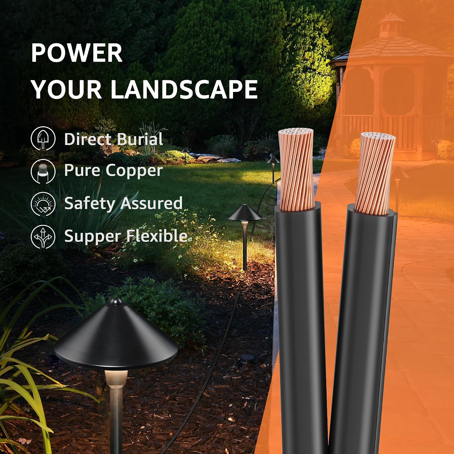 SUNVIE 300W Landscape Lighting Transformer with Timer and Photocell Sensor, 100FT 16/2 Low Voltage Landscape Wire, 120V to 12V/14V AC Outdoor Low Voltage Transformers for Garden Lights