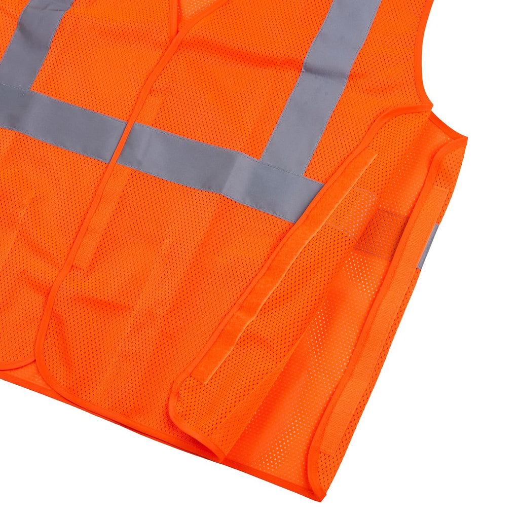 Restaurantware High Visibility Vest - 20 Pack - 27.99 x 27.56 Inch Plastic Breakaway Safety Vest - Tear Away Mesh Reflective Work Vest - Hook and Loop Closure - Orange