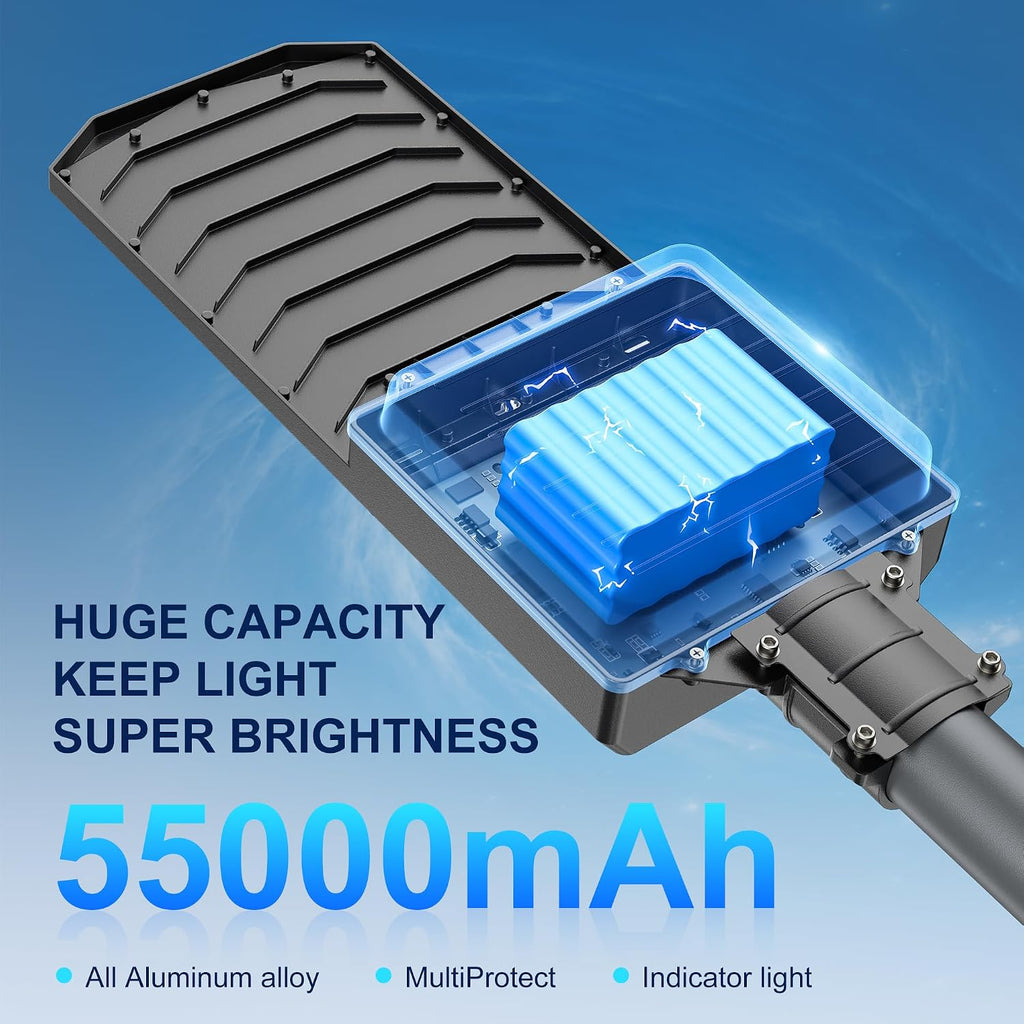 10800W Solar Street Lights Outdoor, 55000mAh IP67 Waterproof Solar Security Flood Lights 7000K 650000LM Super Bright LED Beads Commercial Parking Light with Remote Control for Street, Court, Barn