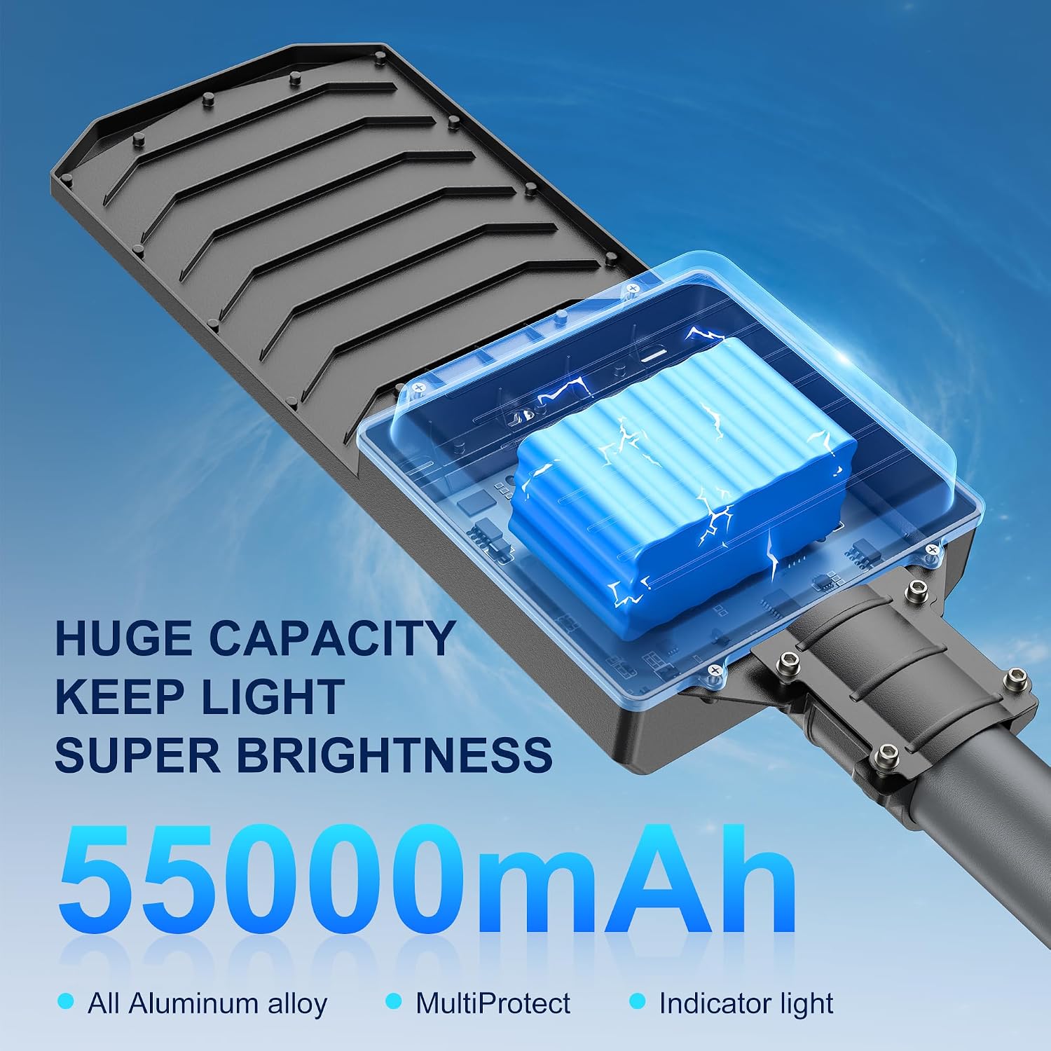 10800W Solar Street Lights Outdoor, 55000mAh IP67 Waterproof Solar Security Flood Lights 7000K 650000LM Super Bright LED Beads Commercial Parking Light with Remote Control for Street, Court, Barn