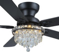 GJeg Crystal Ceiling Fan Fandelier with Lights-Ceiling Fans with Remote Control,Modern Ceiling Fan with Noiseless DC Reversible Motor,Dining Room,Living Room(52' Black)