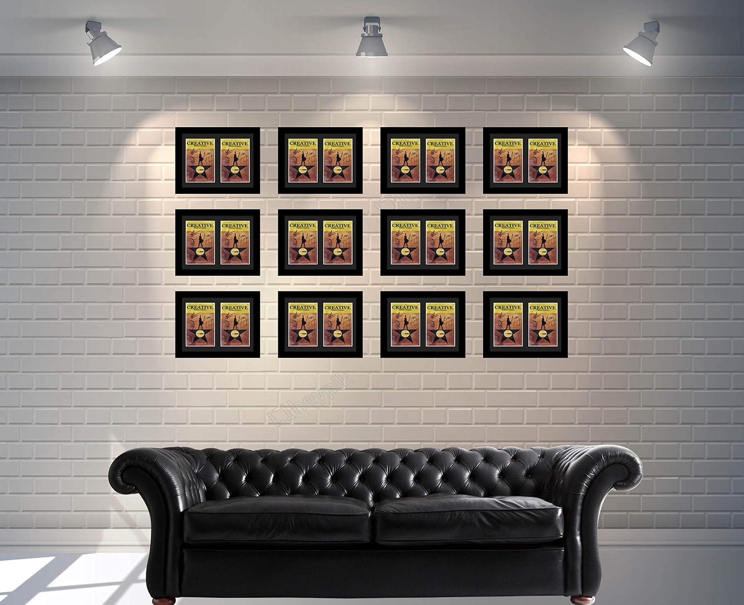 Creative Picture Frames 11'x 14' Black Double Theatre Bill Frame and Black Matting with Installed Hanger and Stand (Theatre Bill Not Included Pack of 4)