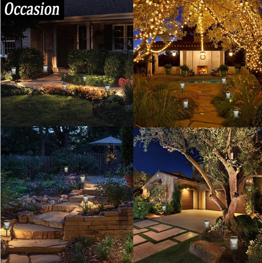 Halloween Solar Garden Lights Outdoor Waterproof Pathway Lights for Yard Patio Walkway Halloween Decoration Solar Stake Lights Outdoor Landscape Lighting-Warm White