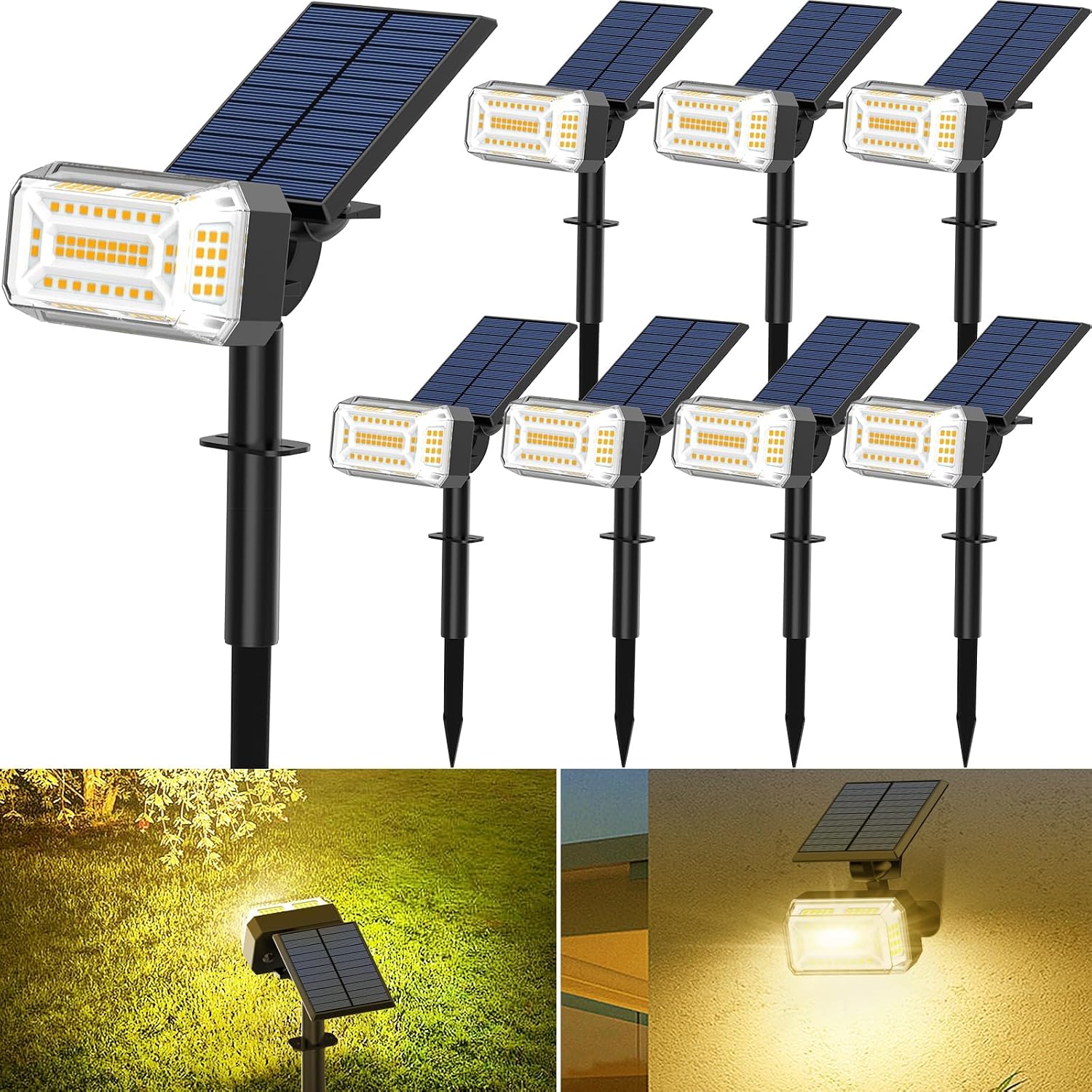 WENATY 46 LED Solar Spot Lights Outdoor Waterproof + 102 LED Solar Spotlights