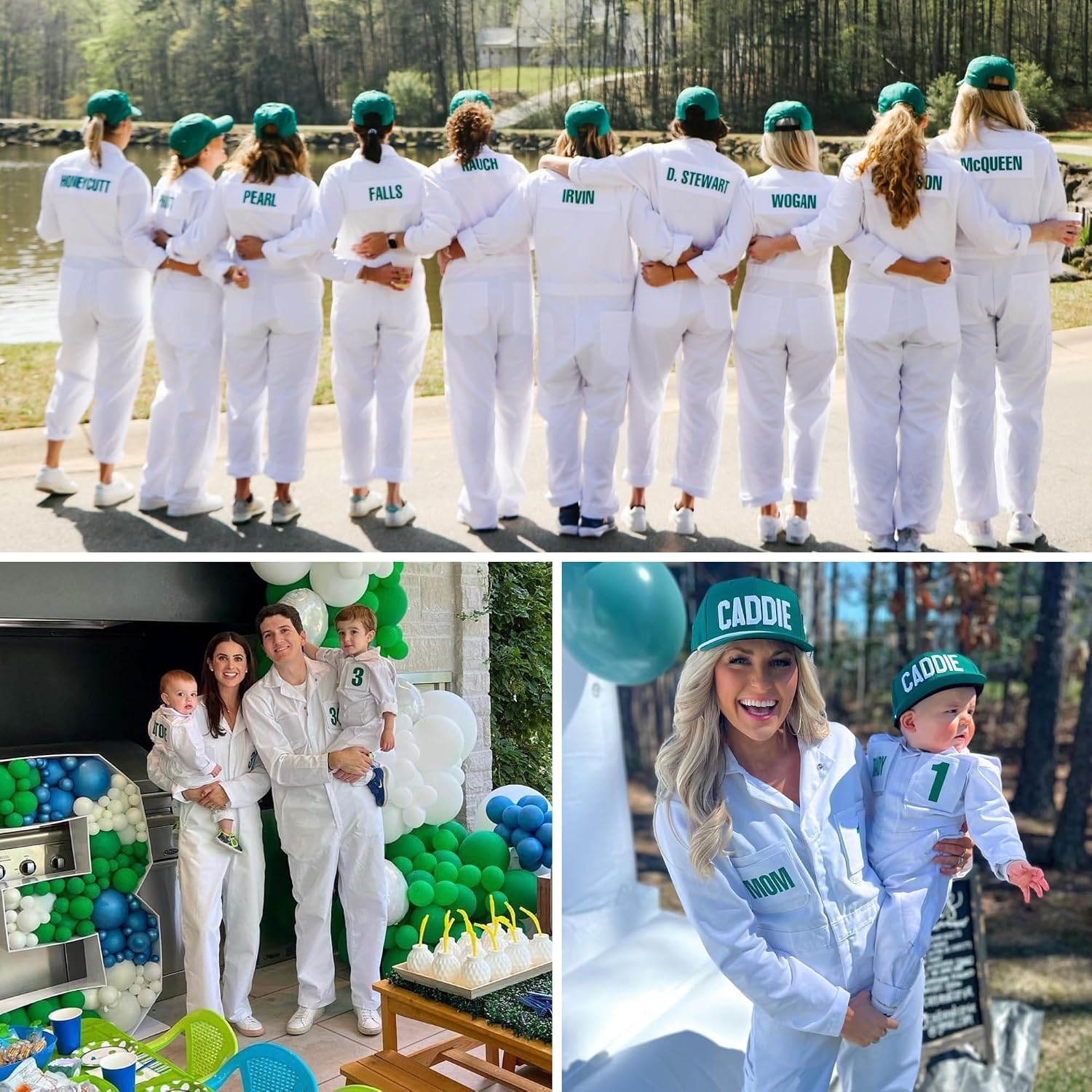 Caddie Adults Uniform Custom Golf Outfit (White) - Caddy Jumpsuit w/2 Front Pocket Patches,1 Back Patch