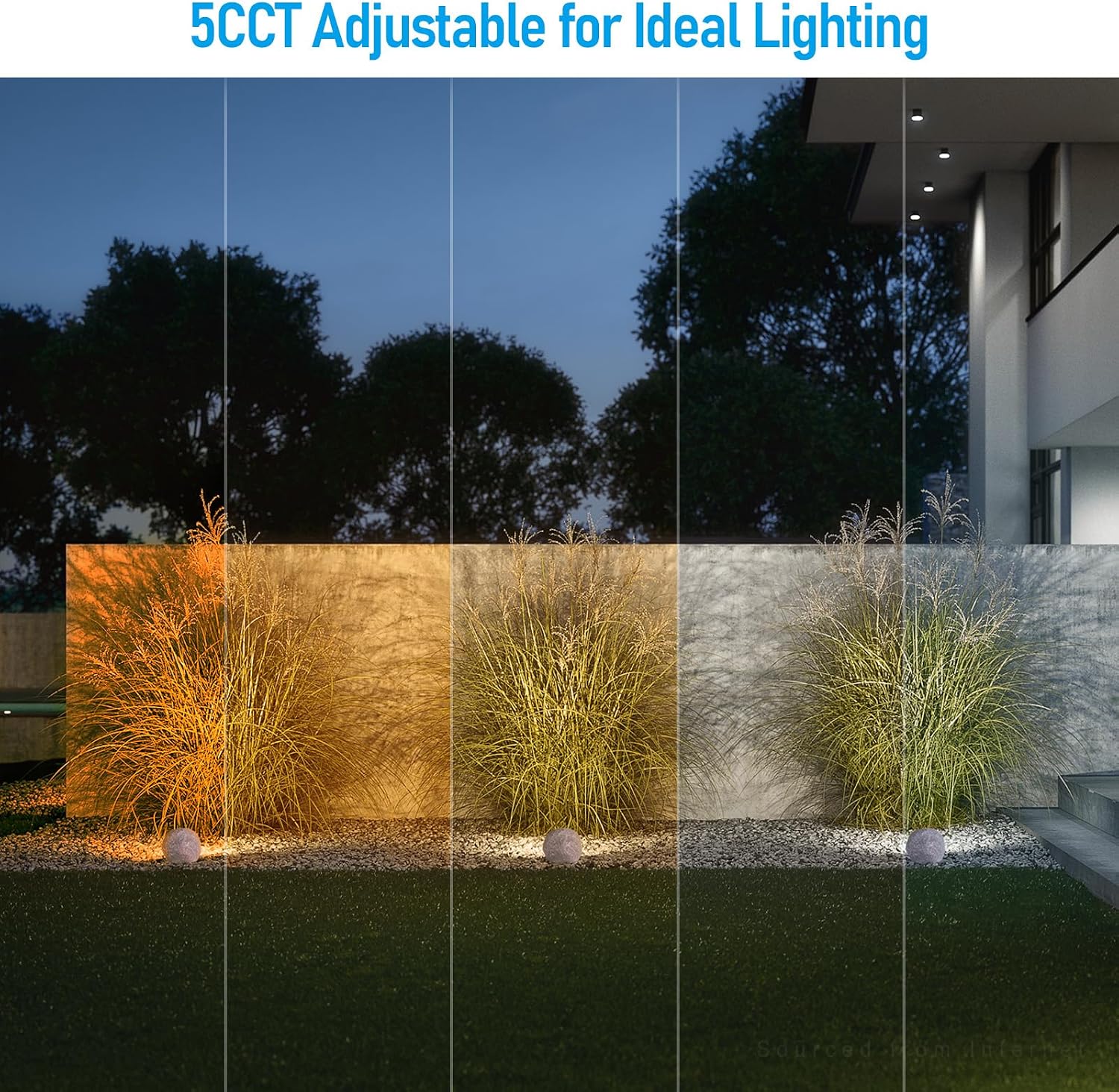 LEONLITE 5CCT LED Rock Lights Outdoor, 5W Low Voltage Landscape Spot Light for Garden, Yard, Decorative Stone Light, 12-24V AC/DC, CRI90, 200lm, IP65 Waterproof, Round, Light Gray, Pack of 4