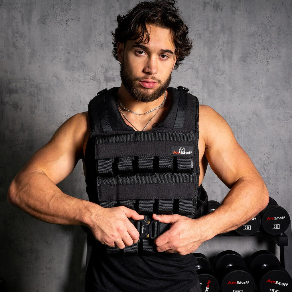 Amstaff Adjustable Weighted Vest with Iron Blocks - Weight Vests for Men & Women - Versatile Wearable Weighted Vest for Fitness Workouts, Strength and Endurance Training, Running, Crossfit