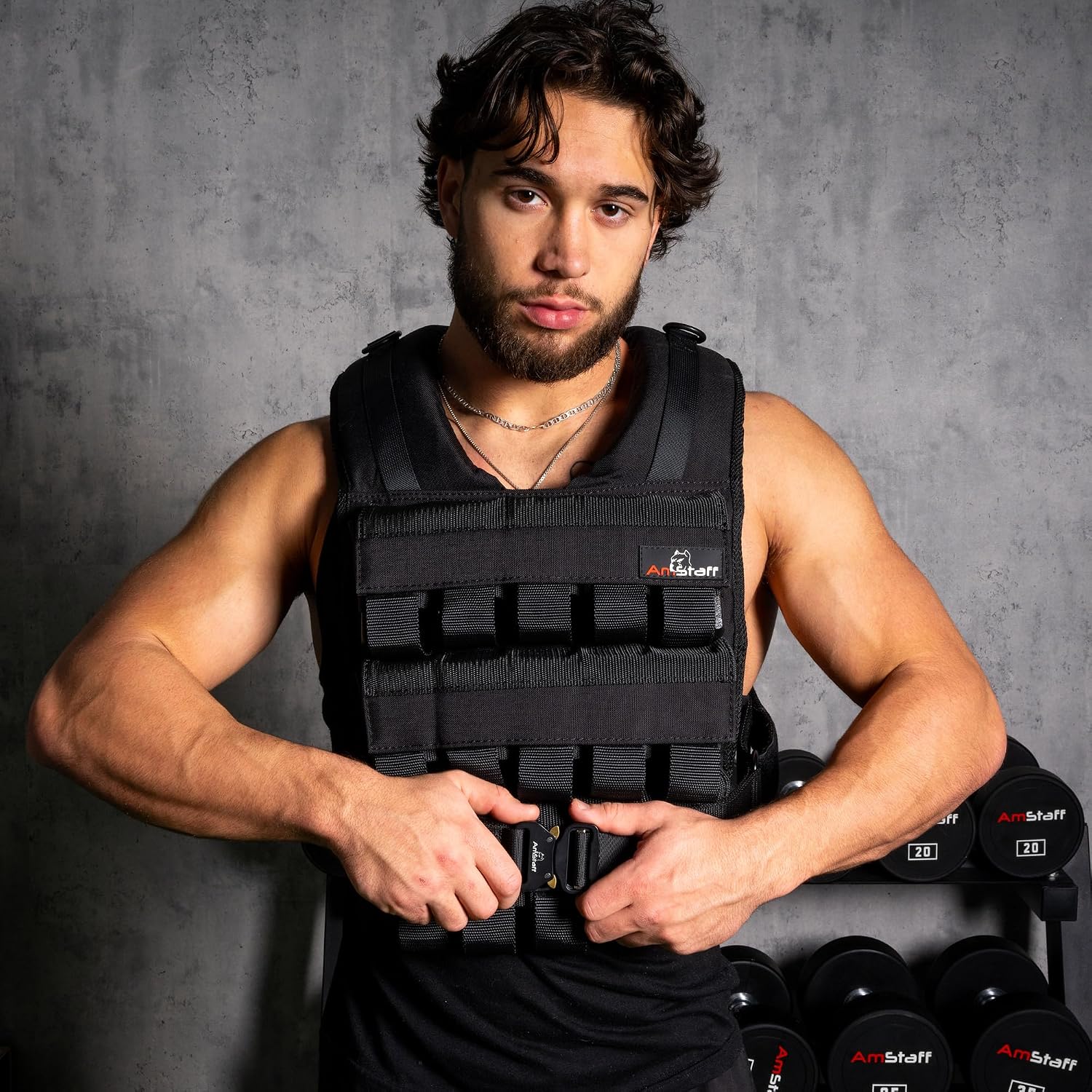 Amstaff Adjustable Weighted Vest with Iron Blocks - Weight Vests for Men & Women - Versatile Wearable Weighted Vest for Fitness Workouts, Strength and Endurance Training, Running, Crossfit