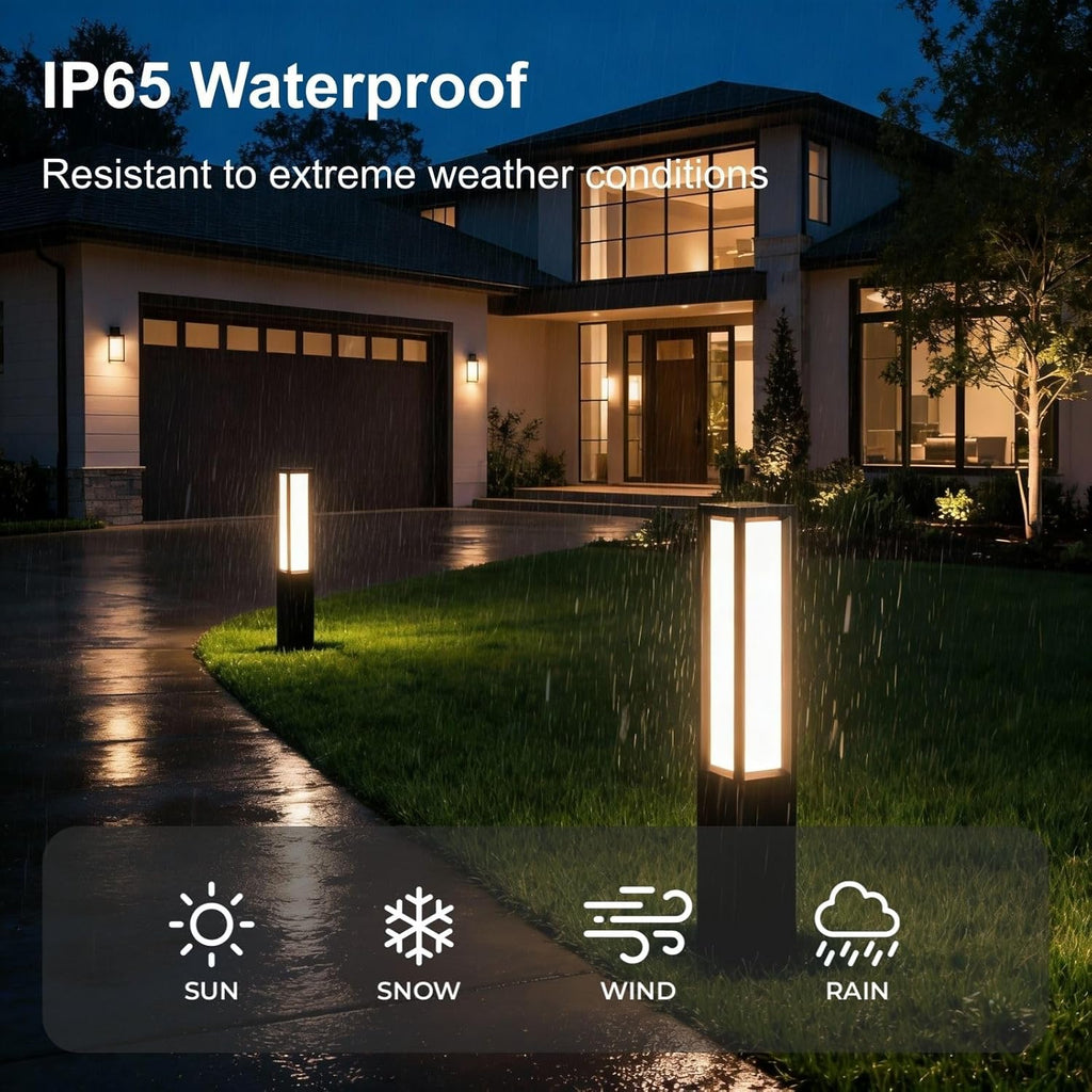 SkyGlow 32' Bollard Light, 120V Line Voltage Aluminum LED IP65 Waterproof Modern Outdoor Landscape Path Lights 3000K Curb Appeal Hardwired for Garden Pathway Lawn Patio Courtyard Driveway Commercial