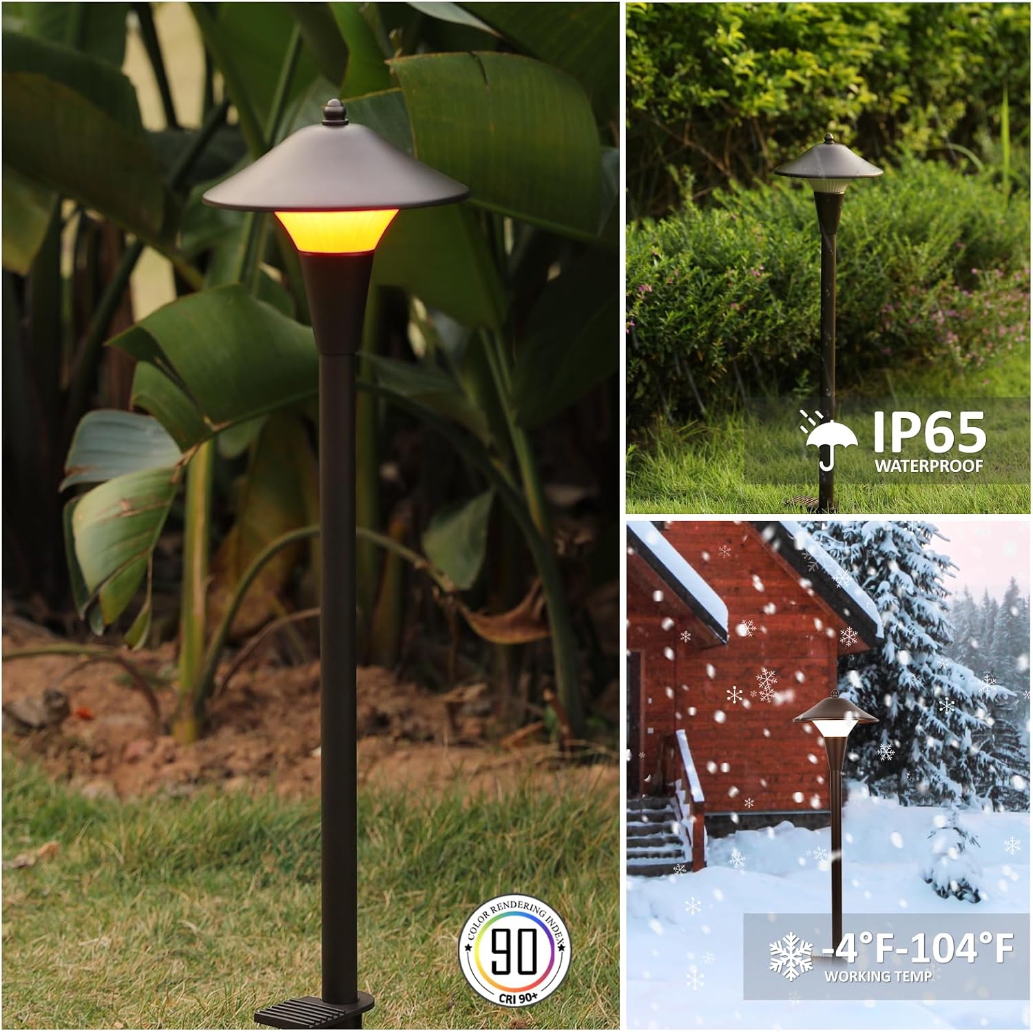 Low Voltage Path Lights, 12V 5W LED RGB Wired Landscape Path Lights Outdoor for Driveway Walkway Pathway, RGB Color Changing for Christmas Party Halloween, IP65, ETL, Bronze, Pack of 6