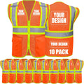 BeautyWill Custom Safety Vest Customized Logo Class 2 High Visibility Reflective Vest with Pockets Construction workwear