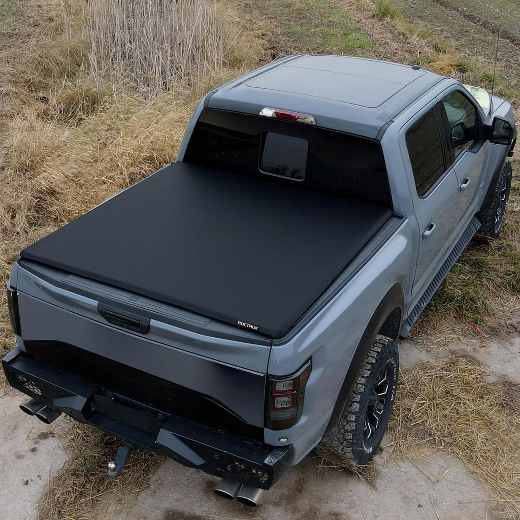 Soft Roll Up Vinyl Tonneau Cover Compatible for 2020-2026 Silverado Sierra 2500 HD 3500 HD 6'9' Short Truck Bed Cover