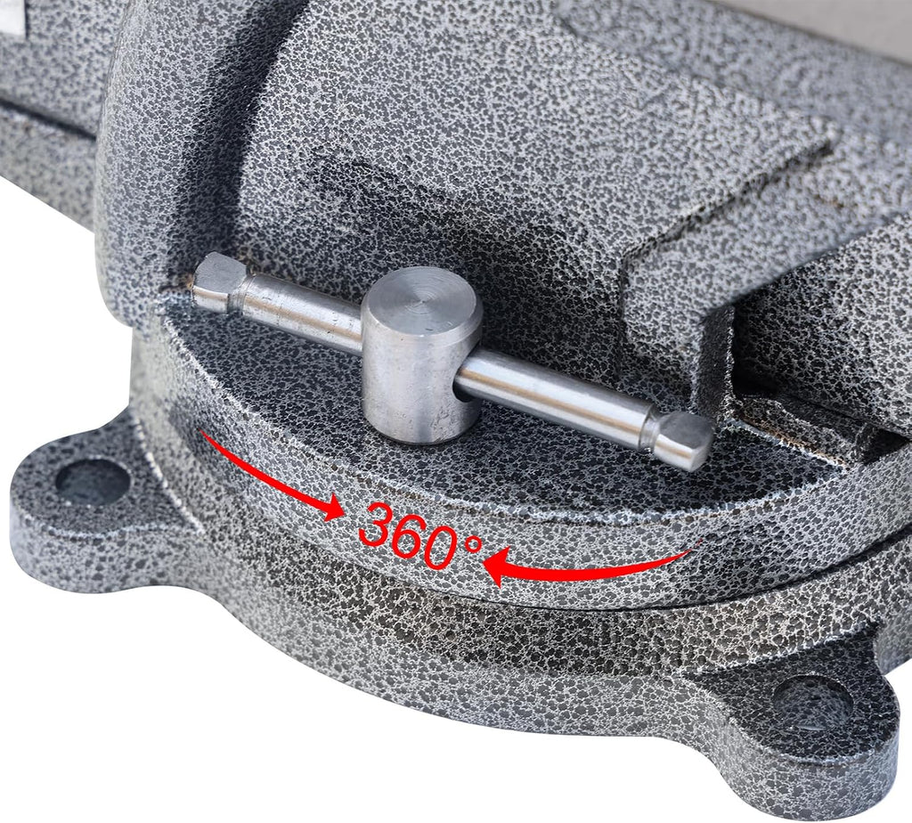 KAKA INDUSTRIAL Bench Vises 5 Inch Jaw Width, 5.1 Inch Jaw Opening Homeowner's Vise, Swivel Base Heavy Duty, for Drilling, Pipe Cutting, Woodworking HPS-125