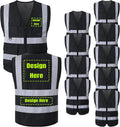 BeautyWill Custom LOGO Safety Vests Reflective Vest Class 2 ANSI with Pockets Zipper High Visibility Construction Uniform