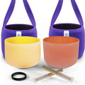 FMTY 10inch Crystal Singing Bowls set Orange(Sacral)+ Yellow(Solar Plexus) with Soft Carrying Bag Sound Bowls for Mindfulness, Meditation, Yoga, Spiritual and Body Healing and Energy Cleansing