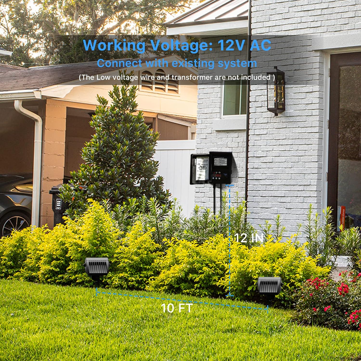 GOODSMANN Low Voltage LED Landscape Wall Wash Kits 8PK Spotlight & Floodlight 18W 2700K Outdoor Lights Brown Finish Outside Hardwired Lighting with Metal Stake Cable Connector Replaceable