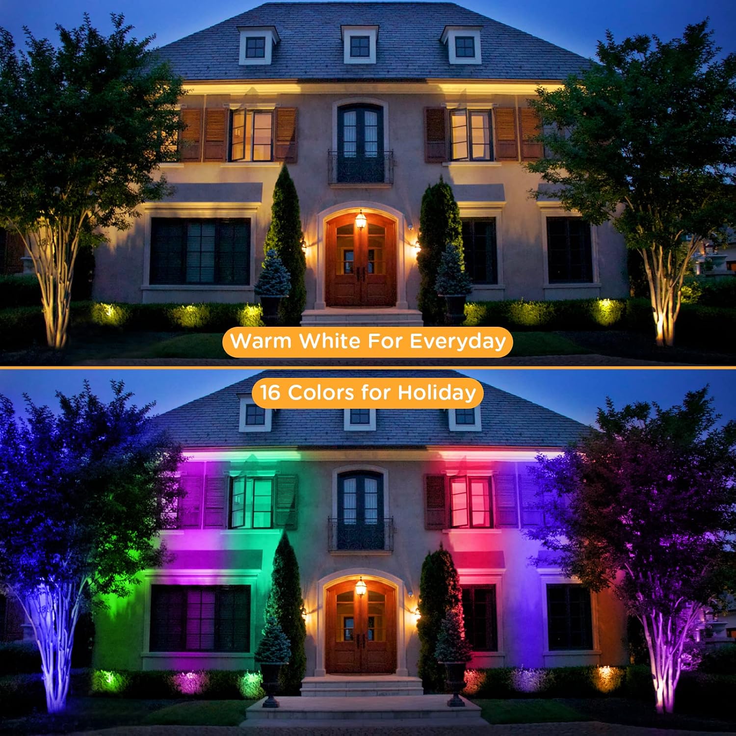 Low Voltage Landscape Lights 10W RGBW Warm White LED Well Landscape Lighting Remote Control IP67 Waterproof Outdoor 12V-24V Pathway Deck Ground Lights(10Pack with Connectors)