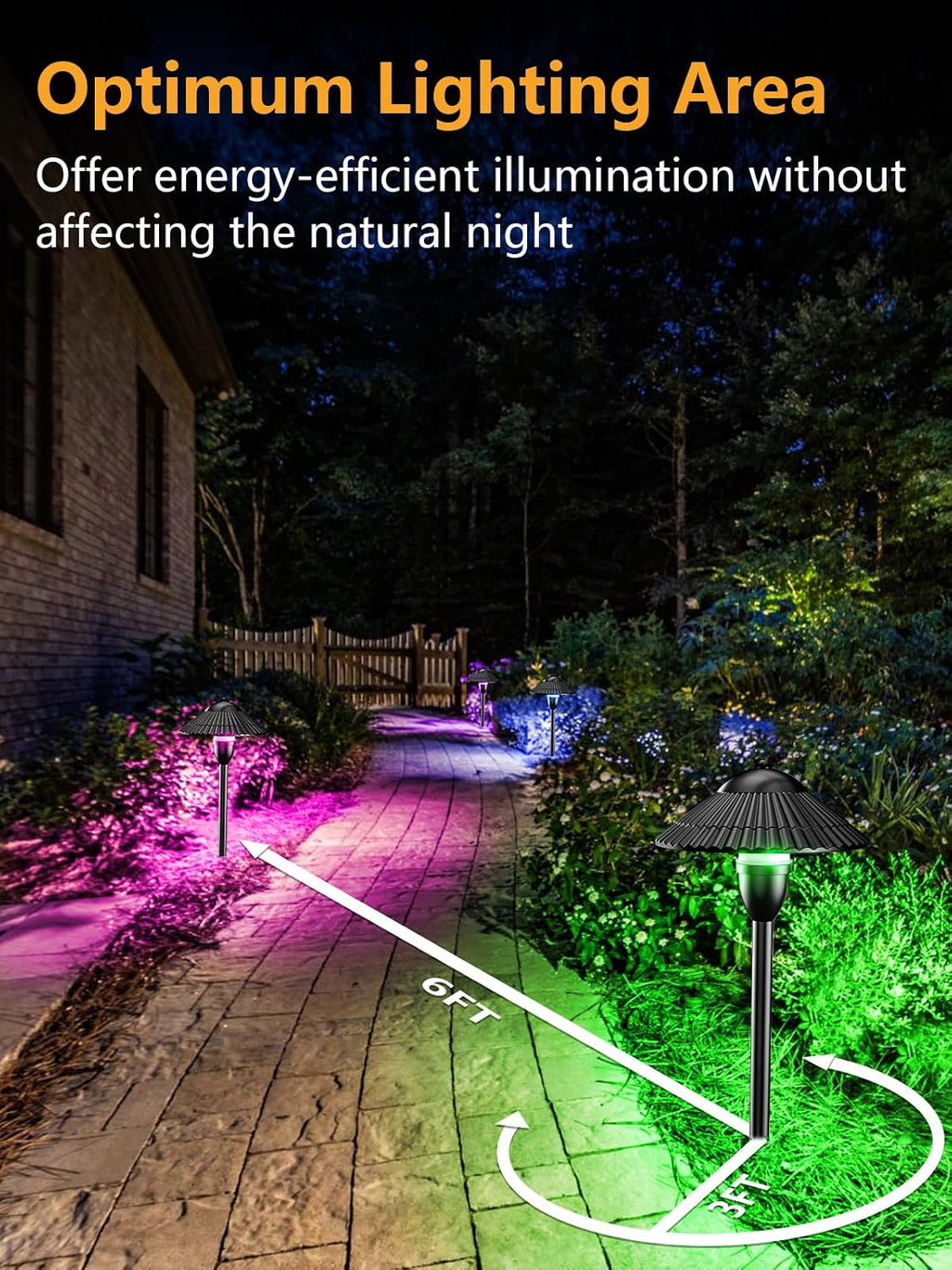 ZUCKEO RGBW Low Voltage Landscape Lighting 5W Color Changing Pathway Lights 12-24V Multi-Color LED Path Lights Waterproof for Yard Garden Walkway Holiday (12 Pack with Connectors)