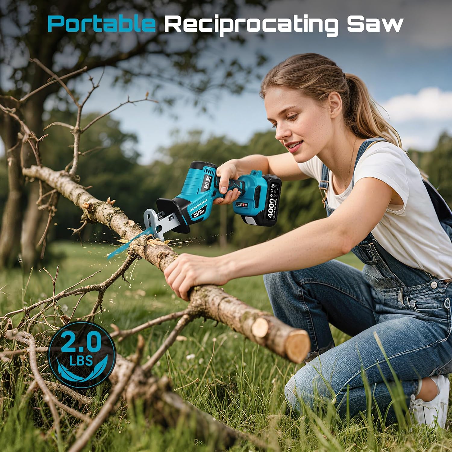 SEESII Bundle Deal Reciprocating Saw Cordless + Cordless Jig Saw for Wood