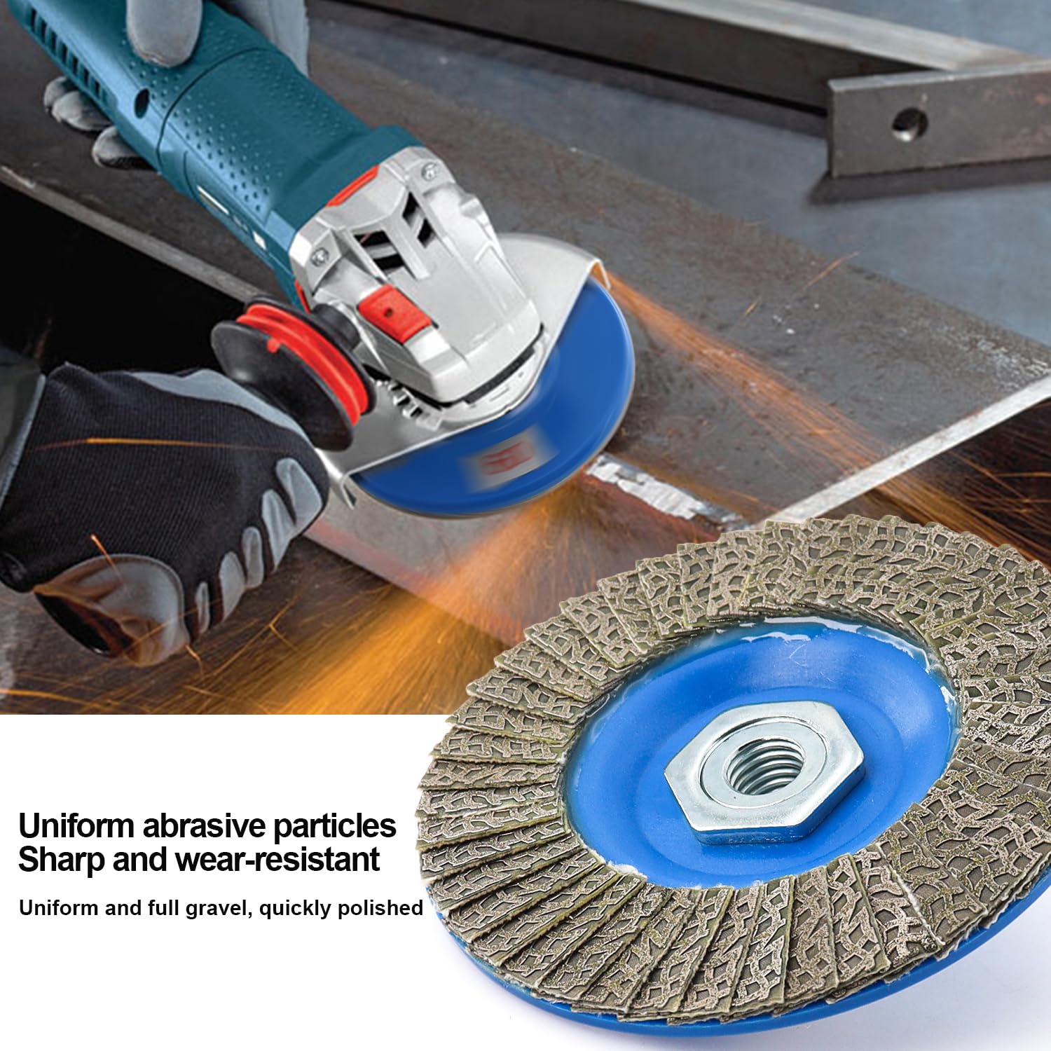 4.5 Inch Flap Sanding Disc 60/120/200/400 Grit with 5-8/11 Abrasive Grinding Wheel, Flap Wheel for Glass Stone Granite Concrete