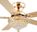 GJeg Crystal Ceiling Fan Fandelier with Lights-Ceiling Fans with Remote Control,Modern Ceiling Fan with Noiseless DC Reversible Motor,Dining Room,Living Room(52' Gold)