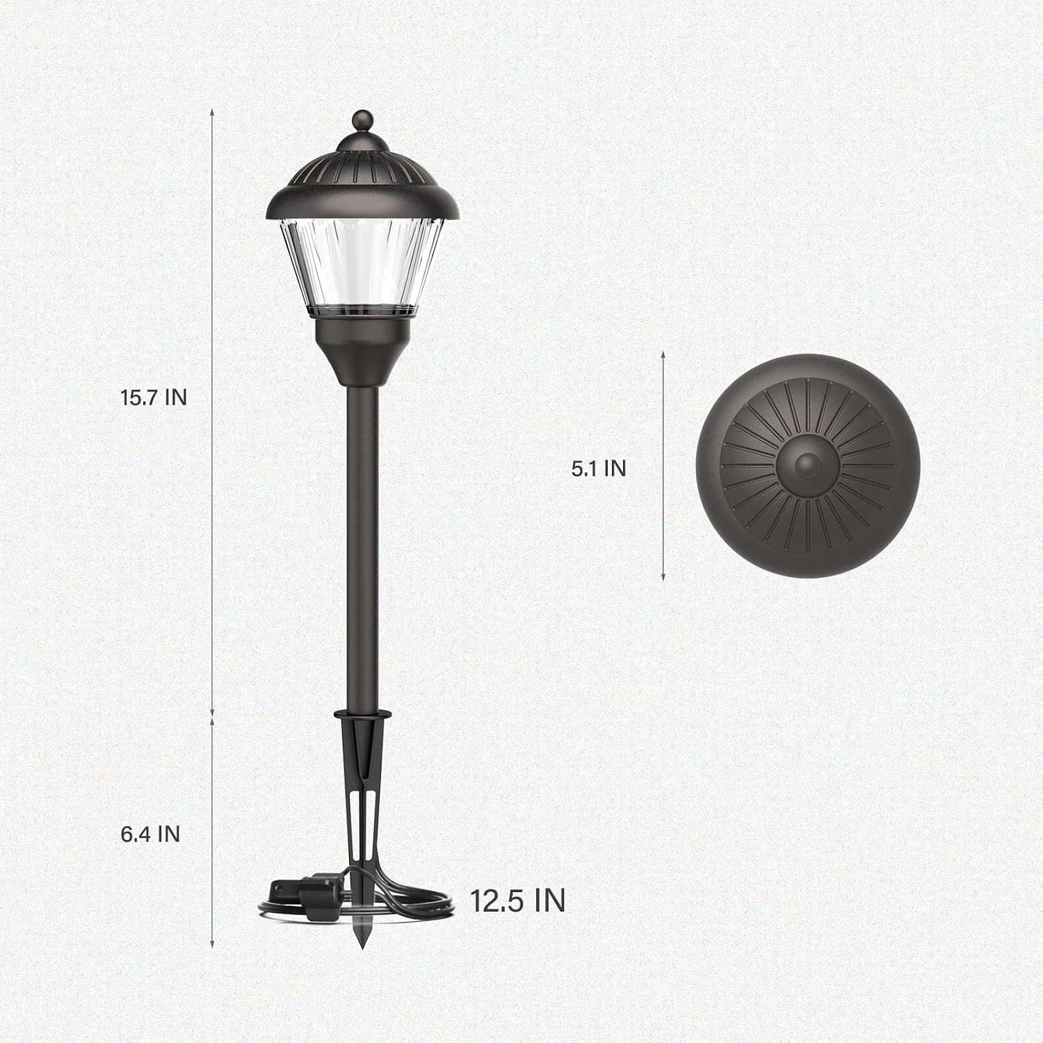 GOODSMANN Pathway Lights 1.5W LED 6PK Outdoor Low Voltage Landscape Lighting Kits 100 Lumen Hardwired Path Light 3000K Warm White Metal 12V Bronze Electric Sidewalk Walkway Lights with Cable Connector